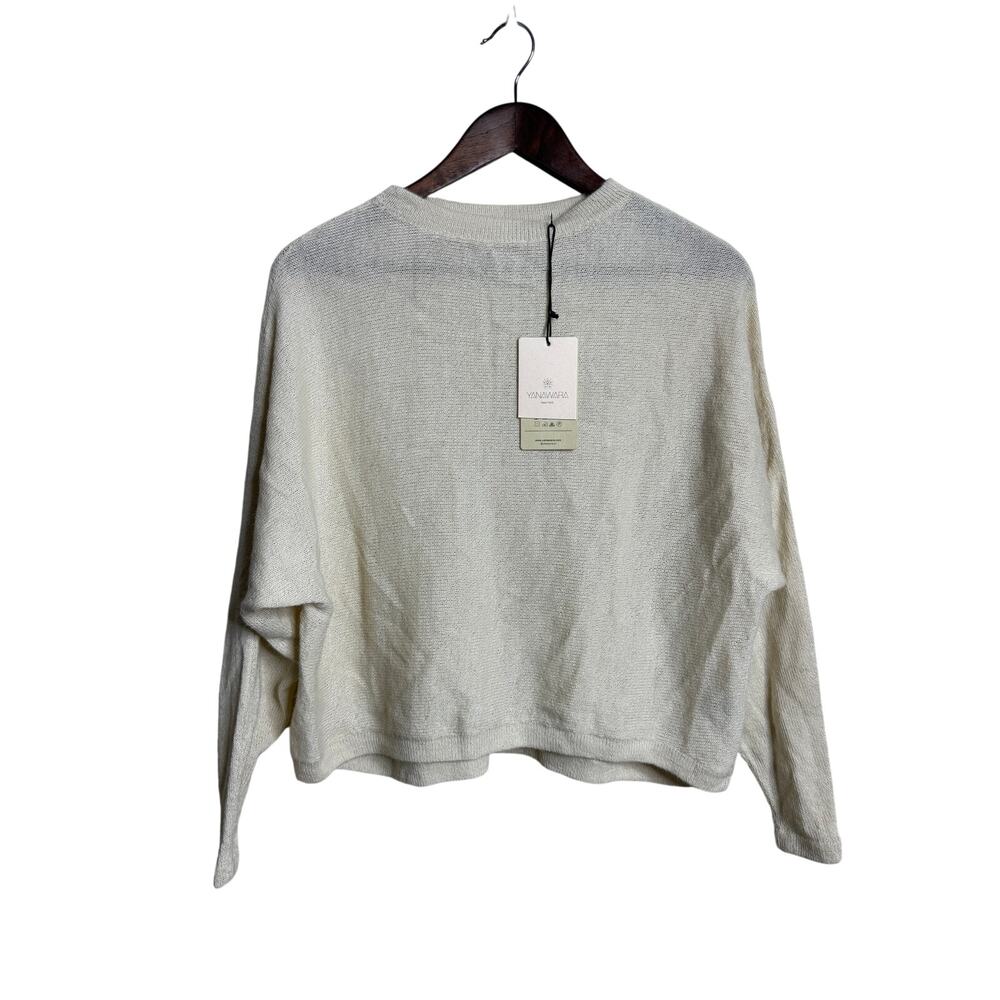 Yanawara New York Amogo 100% Baby Alpaca Sweater Boxy Pullover Ivory Cream M
